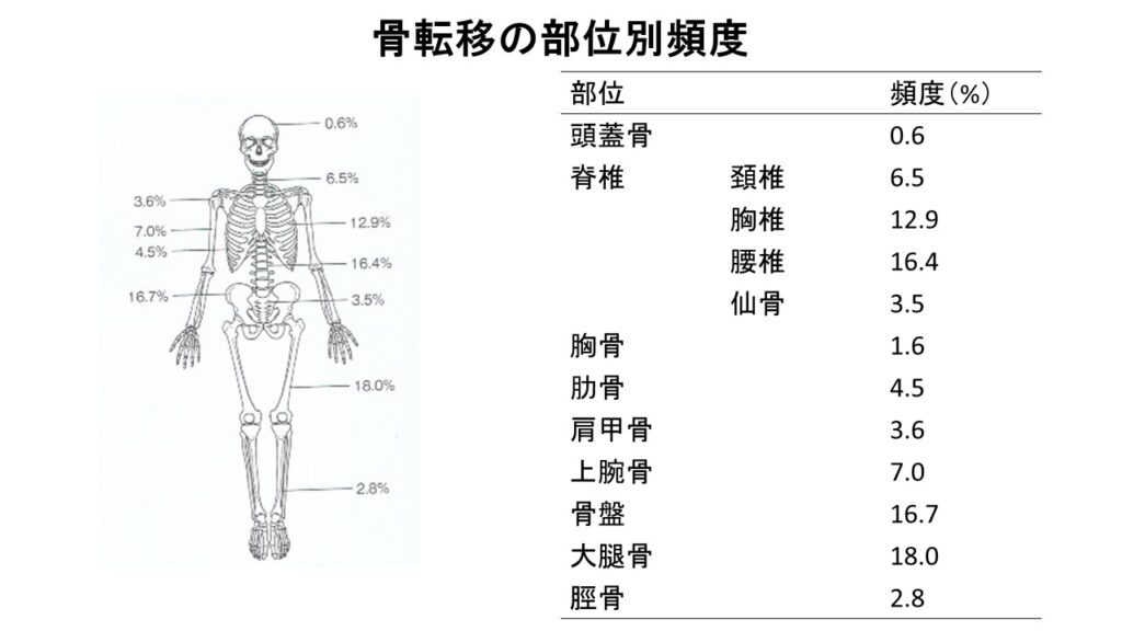 骨転移の部位別頻度